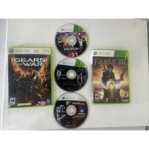 Xbox 360 Game Lot Bundle X5 Skyrim Deadrising Fable Gears Of War Splinter Cell